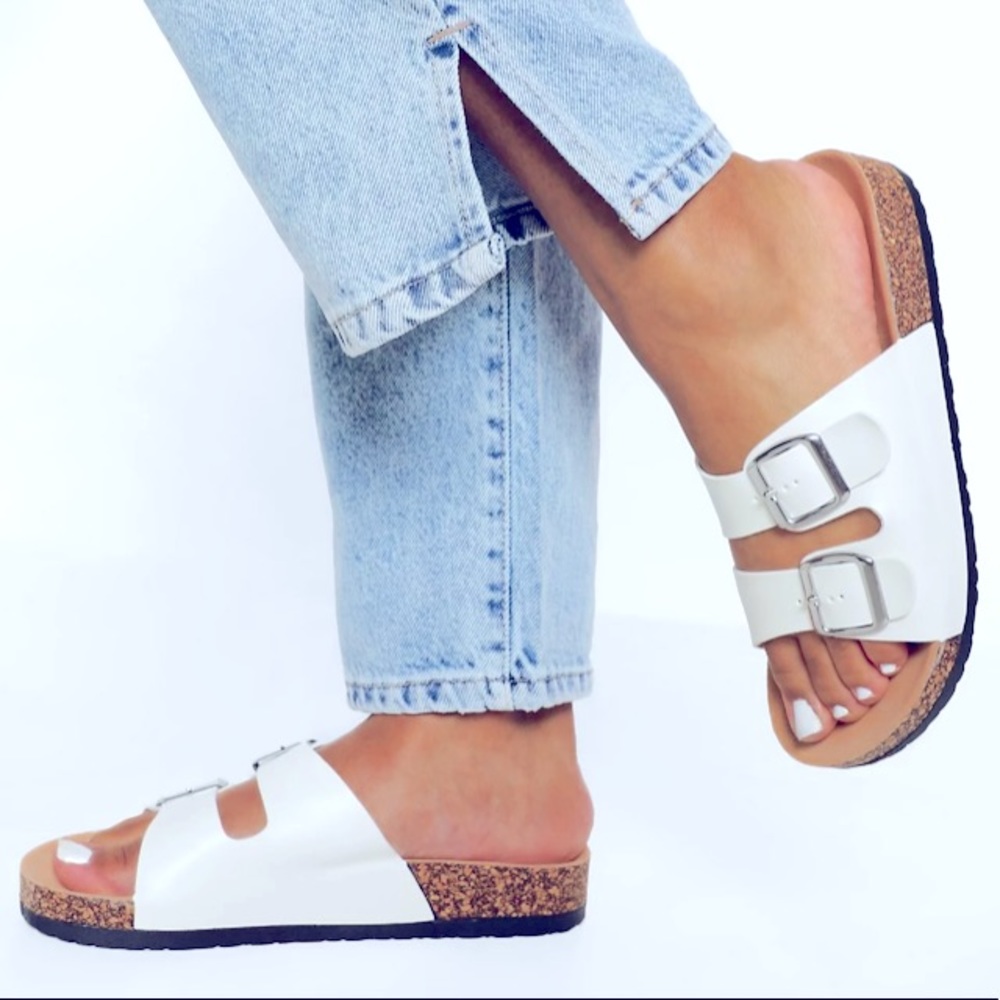 NWT White buckle sandals